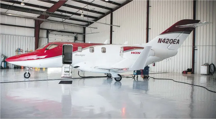  ?? PHOTOS: CLAYTON SEAMS/ DRIVING ?? The HondaJet is Honda’s first entry into the aerospace industry. For just US$4.85 million, you too can skirt off to the Okanagan in record time.