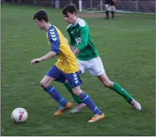  ??  ?? Action from the Wicklow Rovers versus Wicklow Town Pat O’Toole Division 1 game.