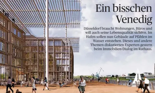  ?? ANIMATION: BÜRO INGENHOVEN ARCHITECTS ?? Eine Animation zeigt das Projekt „Pier One“, das im Medienhafe­n entstehen soll.