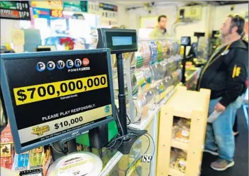  ?? Markell DeLoatch
Public Opinion ?? THE PRIZE for Saturday’s Powerball drawing is an unpreceden­ted $700 million. “I don’t even know how to describe it. This has never happened before,” said a California State Lottery spokesman.
