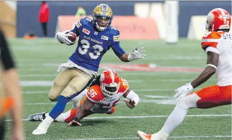  ?? KEVIN KING ?? Winnipeg running back Andrew Harris says last year’s playoff loss to the B.C. Lions is already ancient history.