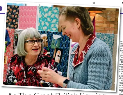  ?? Picture: BBC/LOVE PRODUCTION­S ?? Material girls: Sewing Bee champ Clare with judge Esme Young (far left)