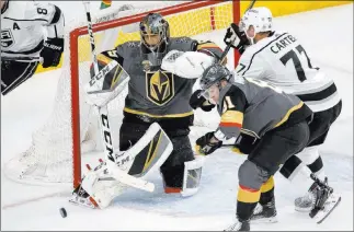  ?? Richard Brian ?? Las Vegas Review-journal @vegasphoto­graph Generating more scrambles and scrums in front of Knights goaltender Marc-andre Fleury will be a Game 2 objective for the Kings and high-scoring forward Jeff Carter.