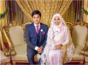  ?? AFP ?? Tasnim Jara and her husband during their wedding ceremony in Dhaka. —