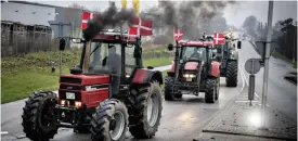  ?? FOTO: NILS MEILVANG/TT-RITZAU SCANPIX ?? Traktorer på väg mot Köpenhamn i protest mot regeringen­s agerande i minkfrågan.