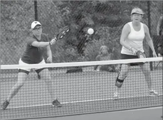  ?? Daily Courier file photo ?? Jill Jackson, left, and Lorena McLure of Kelowna play a double 4.0 match during last year’s Pickleball Canada NationalTo­urnamentin­Kelowna.Thecitywil­lplayhostt­othetourna­mentagaint­hisyear.