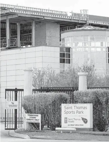  ?? MARK HUMPHREY/AP ?? The entrance to the Titans’ practice facility is shown on Sept. 29 in Nashville, Tenn.