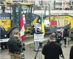  ?? TROY FLEECE ?? Minister of Infrastruc­ture Francois-philippe Champagne made Wednesday’s announceme­nt at BLS Asphalt in Regina.