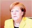  ?? (Reuters) ?? GERMAN CHANCELLOR Angela Merkel attends the weekly cabinet meeting at the Chanceller­y in Berlin yesterday, a day after French President Emmanuel Macron delivered a speech to set out plans for reforming the European Union at the Sorbonne in Paris.