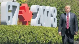  ?? CHRISTINNE MUSCHI/REUTERS ?? Discórdia. Trump chega atrasado à cúpula do G-7, no Canadá