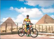  ?? PROVIDED TO CHINA DAILY ?? Liu Haixiang arrives in Egypt during his 615-day journey cycling through 15 countries along the Silk Road.