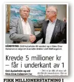  ?? FAKSIMILE FRA 7. SEPTEMBER 2012 ?? FIKK MILLIONERS­TATNING I 2012: Davaerende ordfører Einar Halvorsen og Odd Austarheim.