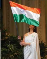  ?? ?? Daisy Shah holds the Tricolour.