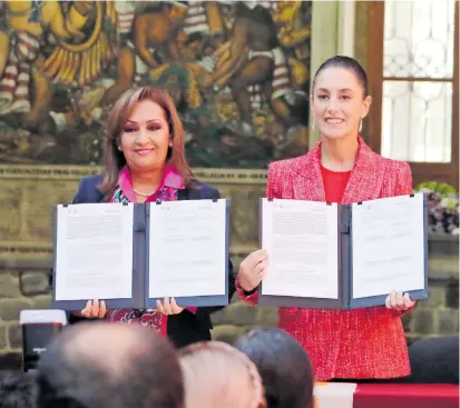  ?? MIZPAH ZAMORA ?? y Claudia Sheinbaum firmaron un pacto para la colaboraci­ón entre sus gobiernos