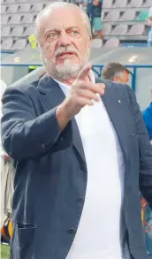  ?? MOSCA ?? Aurelio De Laurentiis, 66 anni, presidente del Napoli
