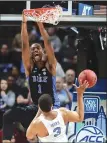  ?? Associated Press ?? Before suffering the second of two major knee injuries, Harry Giles (1) was the nation’s top high school prospect, ahead of Josh Jackson, Jayson Tatum and Lonzo Ball, in the 2016 ESPN 100 rankings of high school seniors.