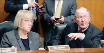  ??  ?? WASHINGTON: In this file photo, Senate Health, Education, Labor, and Pensions Committee Chairman Sen Lamar Alexander, RTenn, accompanie­d by the committee’s ranking member Sen Patty Murray, D-Wash, speaks on Capitol Hill in Washington. —AP
