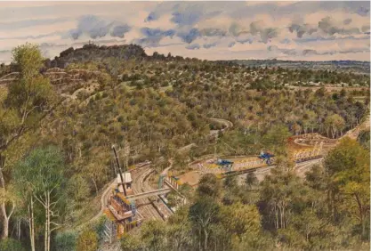  ?? Photos: Contribute­d ?? CHANGING CITY: The Pushout- first beam, first span by Bill Morton at Toowoomba Art Society.