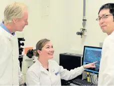  ?? Picture: PA. ?? Professor Jeff Errington, left, Dr Katarzyna Mickiewicz and Dr Yoshikazu Kawai have revealed the shapeshift­ing power of bacteria.