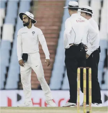  ??  ?? 0 An altercatio­n with the umpires cost India’s Virat Kohli 25 per cent of his match fee at Centurion.