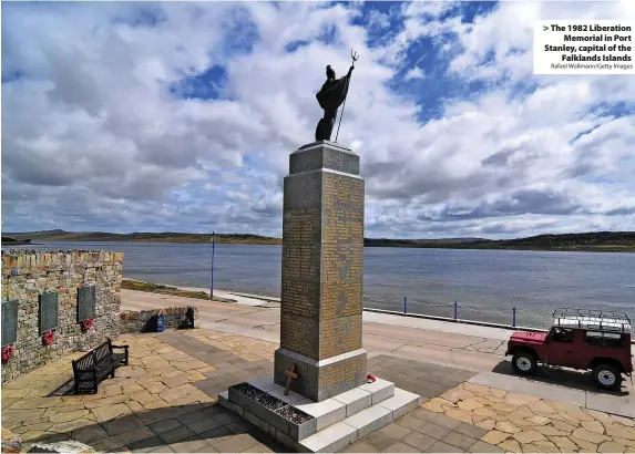  ?? Rafael Wollmann/Getty Images ?? The 1982 Liberation Memorial in Port Stanley, capital of the Falklands Islands