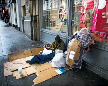  ??  ?? A PLACE TO LIVE A man on the street in New York in August 2020. Yang says as mayor he would make finding more beds for the homeless a priority.