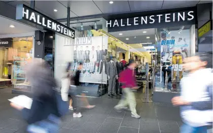  ?? ?? Retailer Hallenstei­n Glasson fell 15c, or 2.75 per cent, to $5.30.