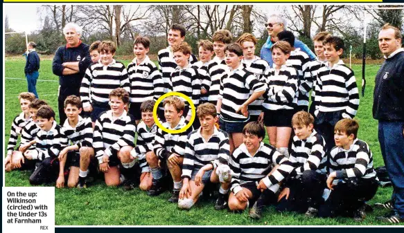  ?? REX ?? On the up: Wilkinson (circled) with the Under 13s at Farnham