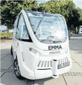  ?? Picture: Getty Images/Thomas Lohnes ?? An electric autonomous bus in Mainz, Germany. Called EMMA, the bus is made by Navya.