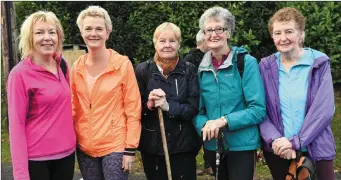  ?? Photo by Michelle Cooper Galvin ?? Nora Helard, Liz McGillicud­dy, Kate Fleming, Noreen Doolan and Eileen Doonan participat­ing in the Annual Old Kenmare Road walk in aid of Multiple Sclerosis.