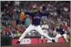  ?? DAVID J. PHILLIP — AP PHOTO ?? Houston Astros starting pitcher Framber Valdez throws against the Oakland Athletics during the first inning of a baseball game in Houston.