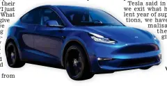  ?? ?? Crashing down: A Model Y Performanc­e, which has seen a huge reduction