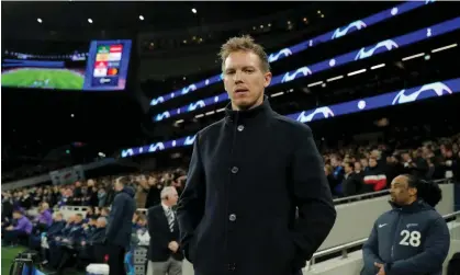  ?? ?? Julian Nagelsmann pictured at the Tottenham Hotspur Stadium as manager of RB Leipzig in February 2020. Photograph: Tom Jenkins/ The Guardian