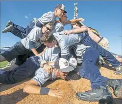  ?? Steph Chambers/Post-Gazette ?? Ringgold celebrates its 6-4 win against Valley View during the PIAA Class 4A baseball championsh­ip.