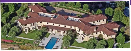  ??  ?? DETACHED: The couple’s rented $18m LA mansion with pool, from where they preach environmen­tal messages