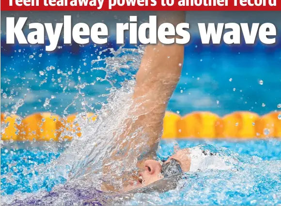  ?? Pictures: DELLY CARR ?? Kaylee McKeown set an Australian 50m backstroke record, missing the world mark by just 0.18sec at the Sydney Open.