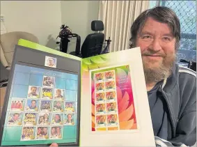  ??  ?? John Werner with the Sydney 2000 and Rio 2016 Olympic release stamps, which sit among a 55-year collection he hopes to pass on to the next generation of his family.