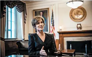  ?? EVELYN HOCKSTEIN/FOR THE WASHINGTON POST ?? The White House denies it sought to stop the testimony of ex-Acting Attorney General Sally Yates, above. Below, House Intelligen­ce Committee Chairman Devin Nunes said he would to lead the Russia probe.