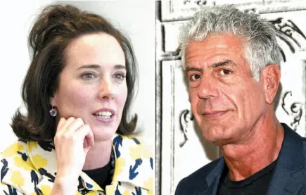  ?? CITIZEN NEWS SERVICE PHOTO ?? This combinatio­n of 2004 and 2016 file photos shows fashion designer Kate Spade and chef Anthony Bourdain in New York. The deaths of Spade and Bourdain last week are causing some journalist­s to re-evaluate how suicide is reported, in an attempt to be...