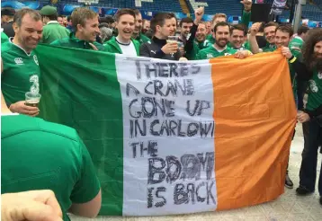  ??  ?? OLE OLE: The Irish fans called it first — Ireland’s doing well, economical­ly at least