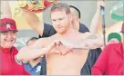  ?? Picture: AP PHOTO ?? Canelo Alvarez motions to the crowd during the boxing weigh-in in Las Vegas.