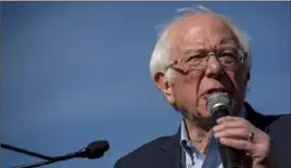  ?? Bridget Bennett/The New York Times ?? Democratic presidenti­al candidate Sen. Bernie Sanders, I-Vt., speaks Feb. 18 during a campaign event in Las Vegas.