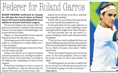 Federer for Roland Garros - PressReader