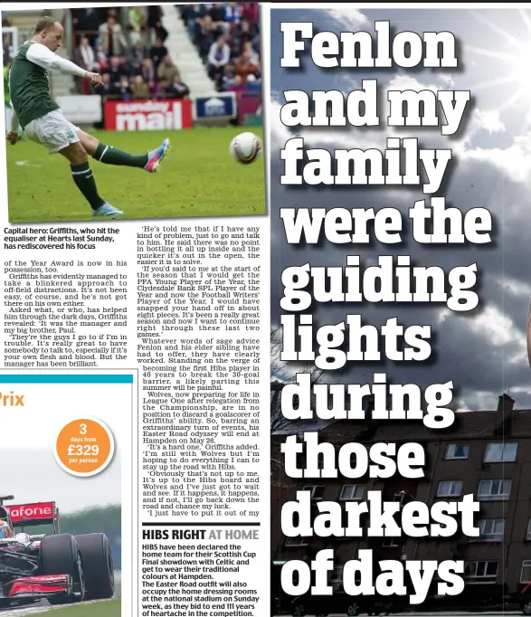  ??  ?? Capital hero: Griffiths, who hit the equaliser at Hearts last Sunday, has rediscover­ed his focus