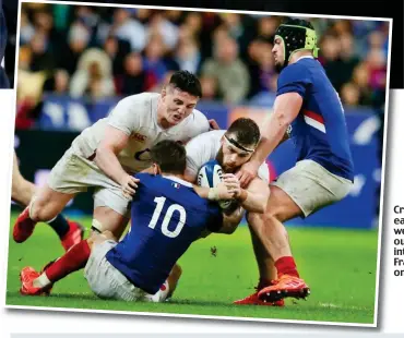  ?? REX ?? Crashing to earth: England were caught out by the intensity of France’s play on Sunday