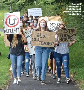  ??  ?? Codsall Community High School pupils protest yesterday