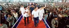  ?? ?? POLL FRENZY. Rahul Gandhi with Telangana CM Revanth Reddy and others during a public meeting in Rangareddy