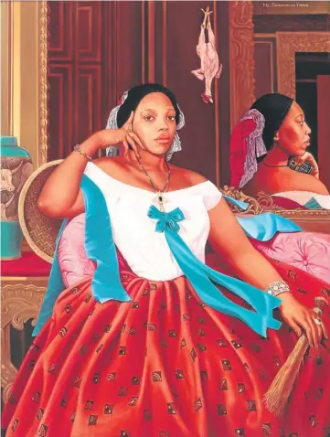  ??  ?? QUIRKING GIRL: Nicholas Allen’s ‘L’Hommage a Ingres African Chic(k) Ms Tshegofats­o Phage Seated’