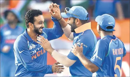  ?? AFP ?? Kedar Jadhav (left) was retired hurt but he came back to anchor India’s nervous chase with a 27ball 23 against Bangladesh in the Asia Cup final in Dubai on Friday.