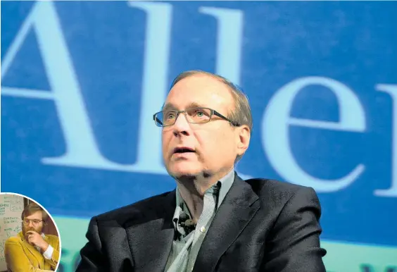  ?? Photos / Getty Images ?? Paul Allen (above) who died this week, and (inset) with co-founder Bill Gates in the early days of Microsoft.